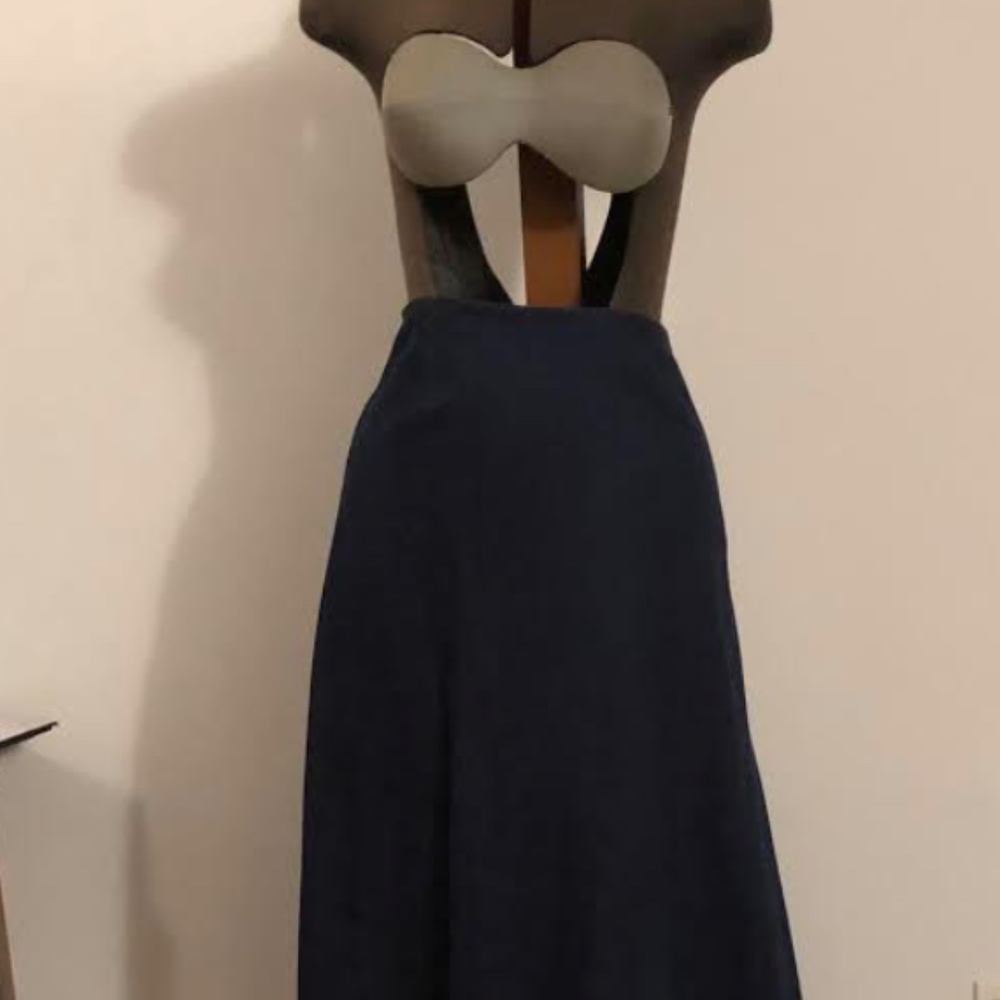 Custom made jean denim long skirt with train.